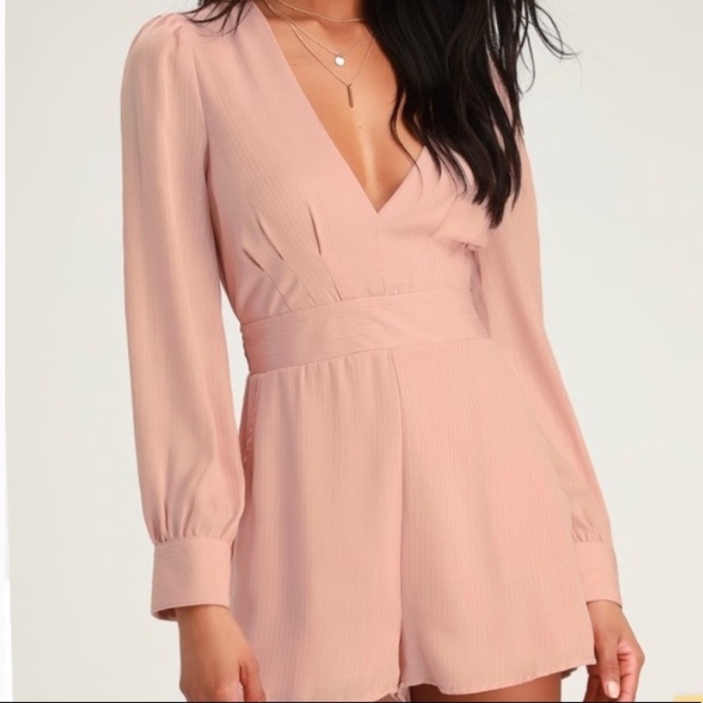 Brilliancy Blush Metallic Romper fh